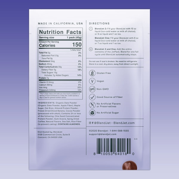 nutrition facts image Mocha Chia