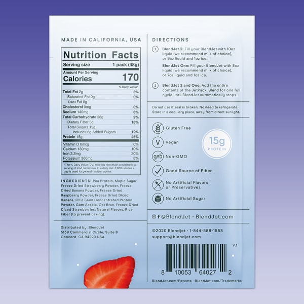 nutrition facts image Strawberry Banana